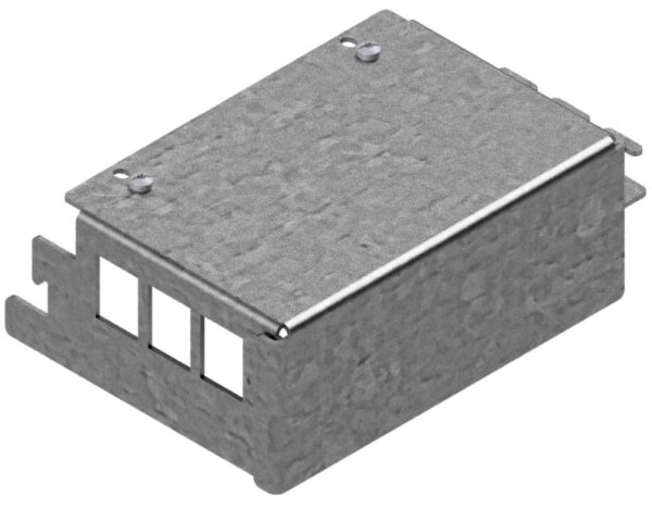 Produktbild UBK 100 603  -  Satellit für 3x Keystone (19.4mm Ausschnitt) oder R&M Snap-in Module, leer, zu Unterflur-Bodenkanal UBK 60